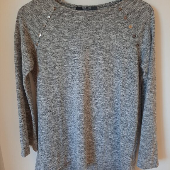 COIN 1804 Long Bell Sleeve Grey/Heather Light Sweater - Picture 1 of 5